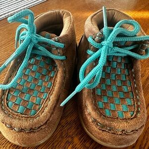 Blazzin Roxx Kids Brown Teal Moccasin Shoes Size 4
